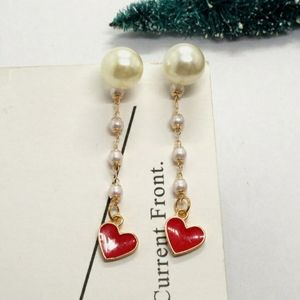 1 LEFT!!! - Hearts & Pearls Dangle Earrings